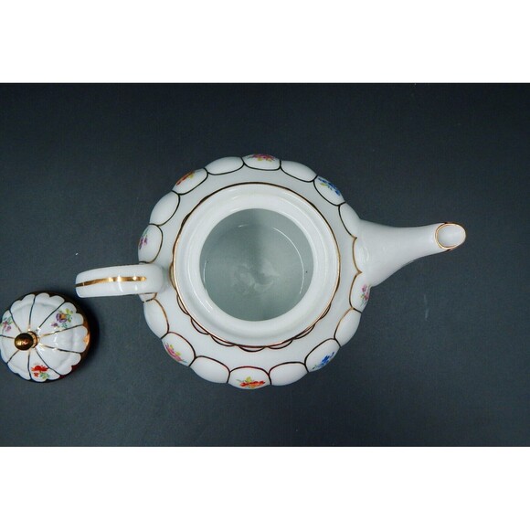 Ganz Porcelain Floral Teapot With Teacup 3 PC Stacking Tea For One Gold Trim - Picture 6 of 10